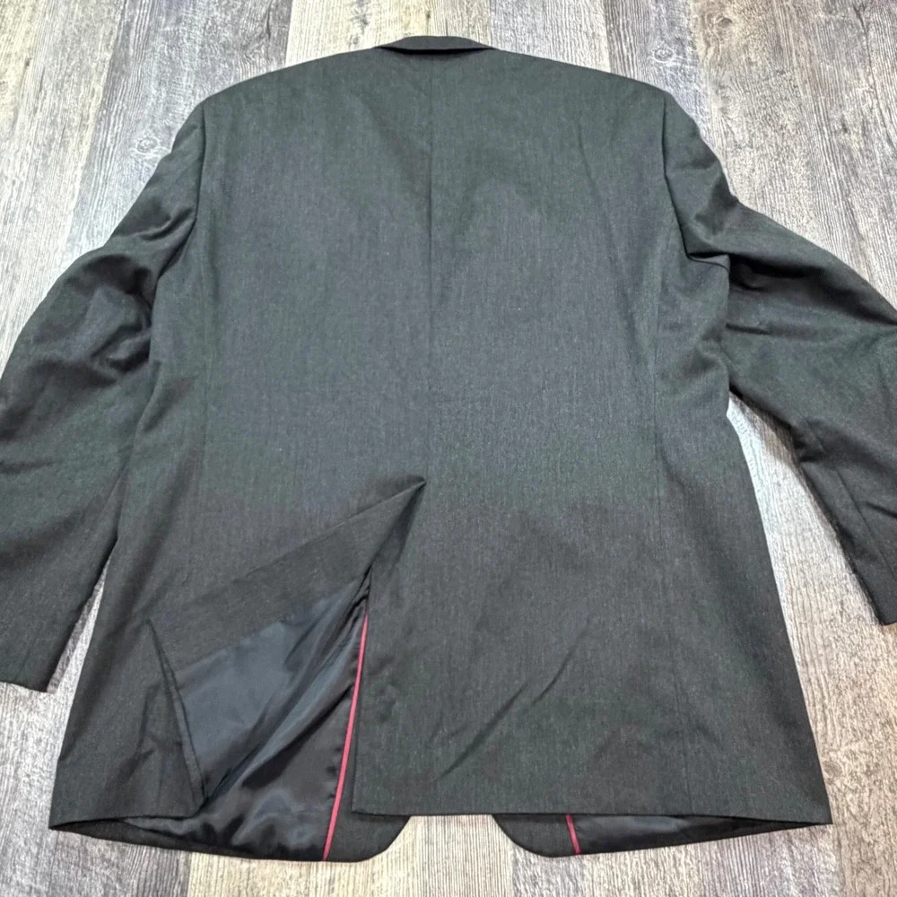 John Henry Blazer Mens 42 Charcoal Gray 2 Button Modern Sport Coat Jacket
